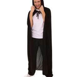 HPO Adult Men's Grim Reaper Hooded Cape Costume | Black Halloween Costume