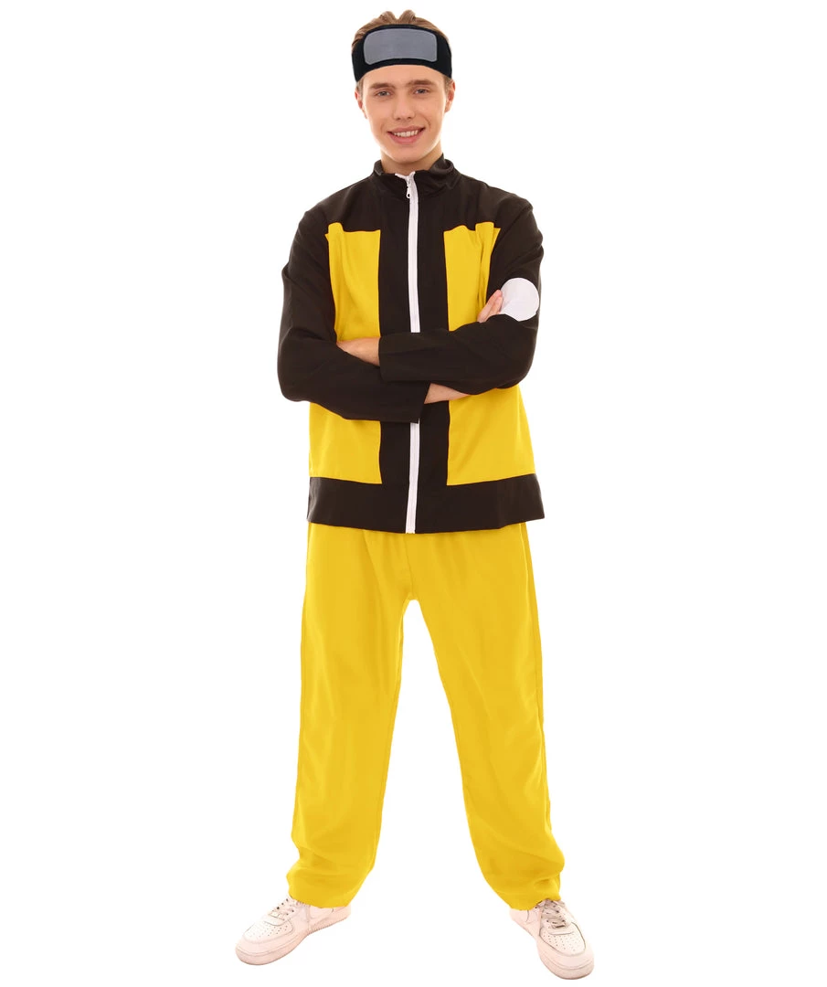 HPO Adult Men's Village Head Anime Costume | Black & Yellow Cosplay Costume 1 HPO Adult Men's Village Head Anime Costume | Black & Yellow Cosplay Costume
