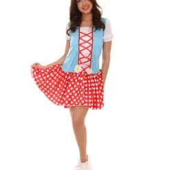 HPO Adult Women's Sexy Gnome Costume | Red Blue Halloween Costume