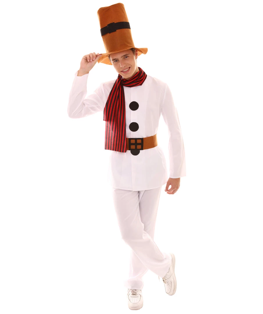 HPO Adult Men's Mr Snowman Costume | White Halloween Costume 1 HPO Adult Men's Mr Snowman Costume | White Halloween Costume