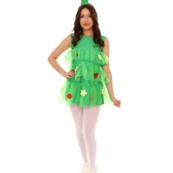 HPO Adult Women's Tree Dress Holiday Costume | Multi Christmas Costume