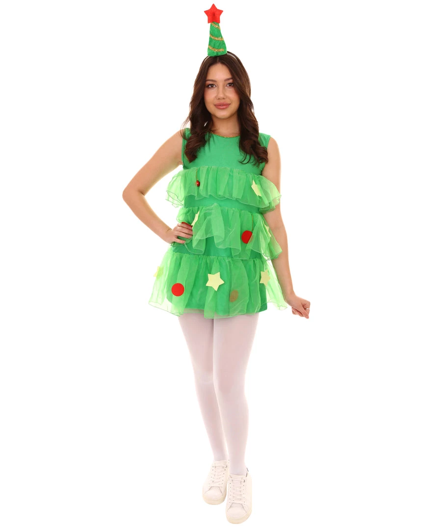HPO Adult Women's Tree Dress Holiday Costume | Multi Christmas Costume 1 HPO Adult Women's Tree Dress Holiday Costume | Multi Christmas Costume