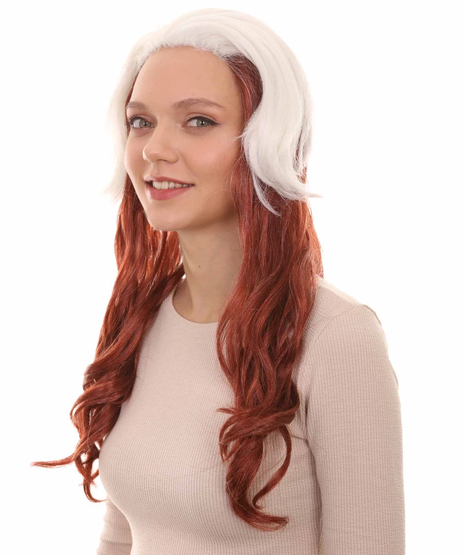 HPO Womens Superhero Curly Long Wig | White & Brown TV/Movie Wigs | Premium Breathable Capless Cap Women's 2 HPO Womens Superhero Curly Long Wig | White & Brown TV/Movie Wigs | Premium Breathable Capless Cap Women's