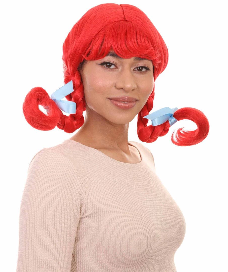 HPO Funny Braids Red Womens Wig | Character Cosplay Halloween Wig Women's 6 HPO Funny Braids Red Womens Wig | Character Cosplay Halloween Wig Women's