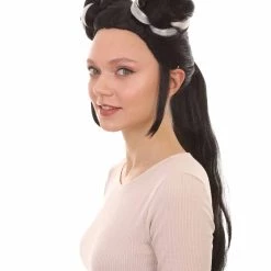 HPO Women's Womens Singer Bun Wigs | Song Contest | Black & White Celebrity Wigs | Premium Breathable Capless Cap
