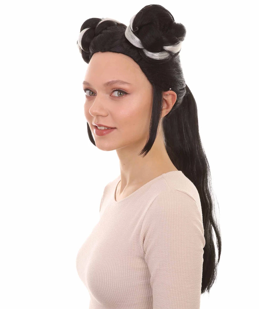 HPO Women's Womens Singer Bun Wigs | Song Contest | Black & White Celebrity Wigs | Premium Breathable Capless Cap 2 HPO Women's Womens Singer Bun Wigs | Song Contest | Black & White Celebrity Wigs | Premium Breathable Capless Cap