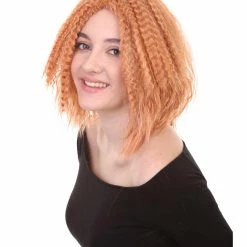 HPO Orange Curly Fashion Womens Wig | Party Ready Fancy Cosplay Halloween Wig | Premium Breathable Capless Cap Women's