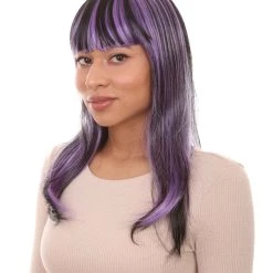 HPO Glamour Witch Womens Wig | Purple Black Sexy Cosplay Party Halloween Wig | Premium Breathable Capless Cap Women's
