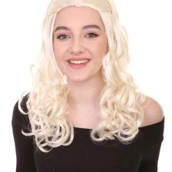 HPO Queen Womens Wig | White Movie Long Wavy Wig | Premium Breathable Capless Cap Men's