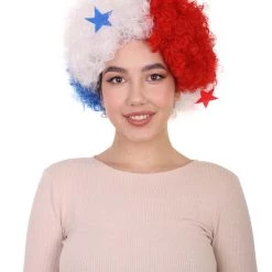 FLAGWIGS Panama Flag Sport Afro Wig | National Pride Super Size Jumbo Wig Women's