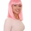 HPO Womens Lt. Pink Bob Wig | Fancy Party Event Ready Halloween Wig | Premium Breathable Capless Cap