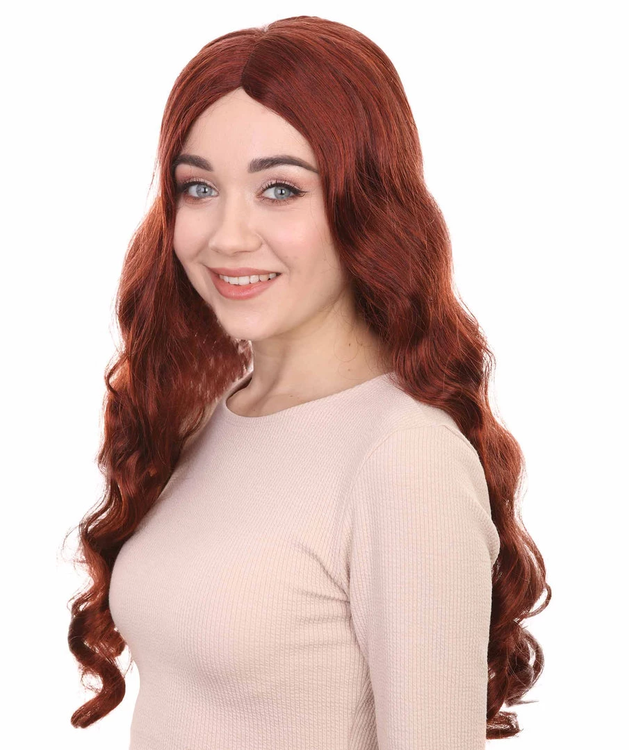 HPO Long Auburn Wavy Womens Wigs | Natural Looking Fancy Wig | Premium Breathable Capless Cap Women's 2 HPO Long Auburn Wavy Womens Wigs | Natural Looking Fancy Wig | Premium Breathable Capless Cap Women's