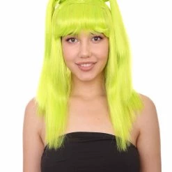 HPO Lime Twist Womens Wig | Yellow Green Crazy Hair Long Wig | Premium Breathable Capless Cap