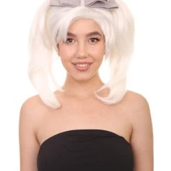 HPO Women's Womens White Style Wig | Party Ready Fancy Cosplay Halloween Wig | Premium Breathable Capless Cap