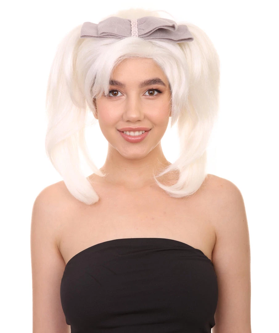 HPO Women's Womens White Style Wig | Party Ready Fancy Cosplay Halloween Wig | Premium Breathable Capless Cap 1 HPO Women's Womens White Style Wig | Party Ready Fancy Cosplay Halloween Wig | Premium Breathable Capless Cap