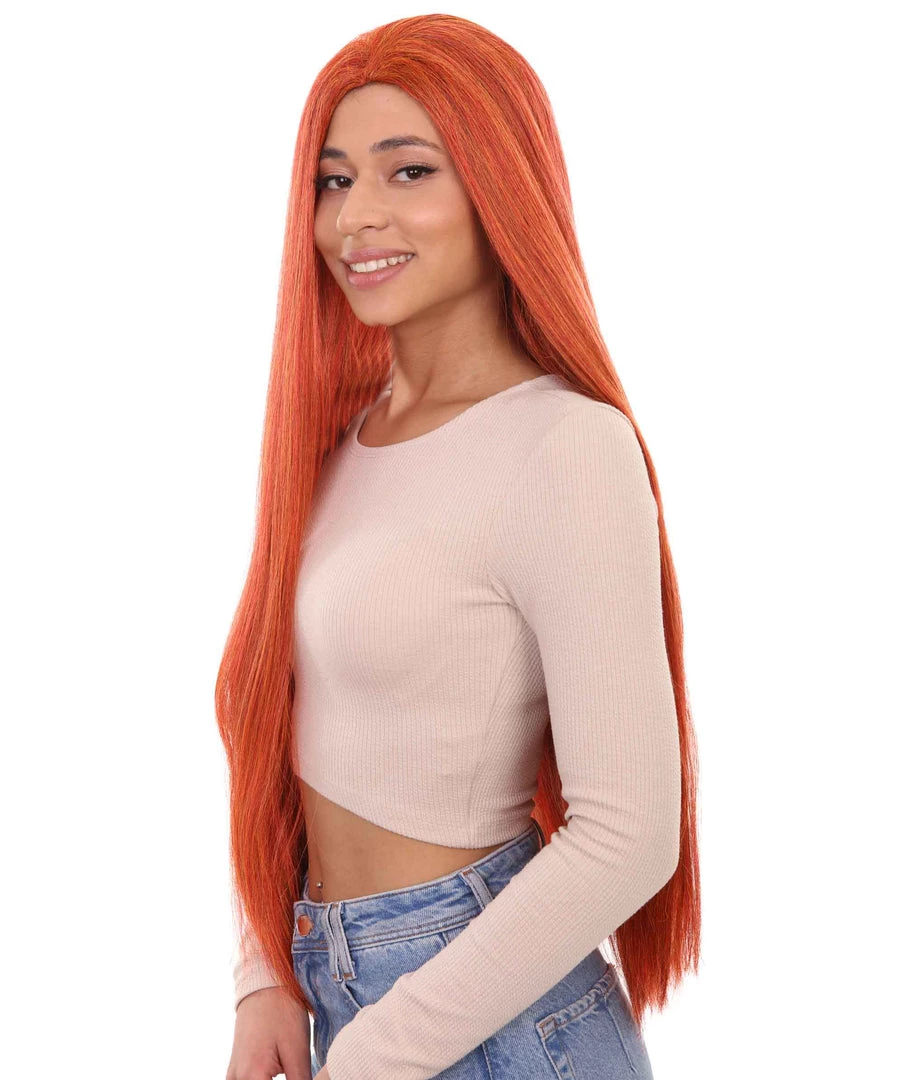 HPO Women's Inhumans Medusa Wig | Coral Orange Pumpkin Long Straight Wig | Premium Breathable Capless Cap 2 HPO Women's Inhumans Medusa Wig | Coral Orange Pumpkin Long Straight Wig | Premium Breathable Capless Cap