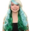 HPO Women's Mixed Color Long Curly Wavy Womens Wig | Fancy Party Event Ready Halloween Wig | Premium Breathable Capless Cap