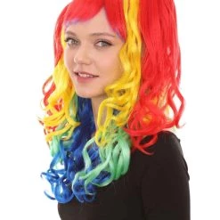 HPO Women Long Wavy Cosplay Rainbow Wig | Premium Breathable Capless Cap Women's