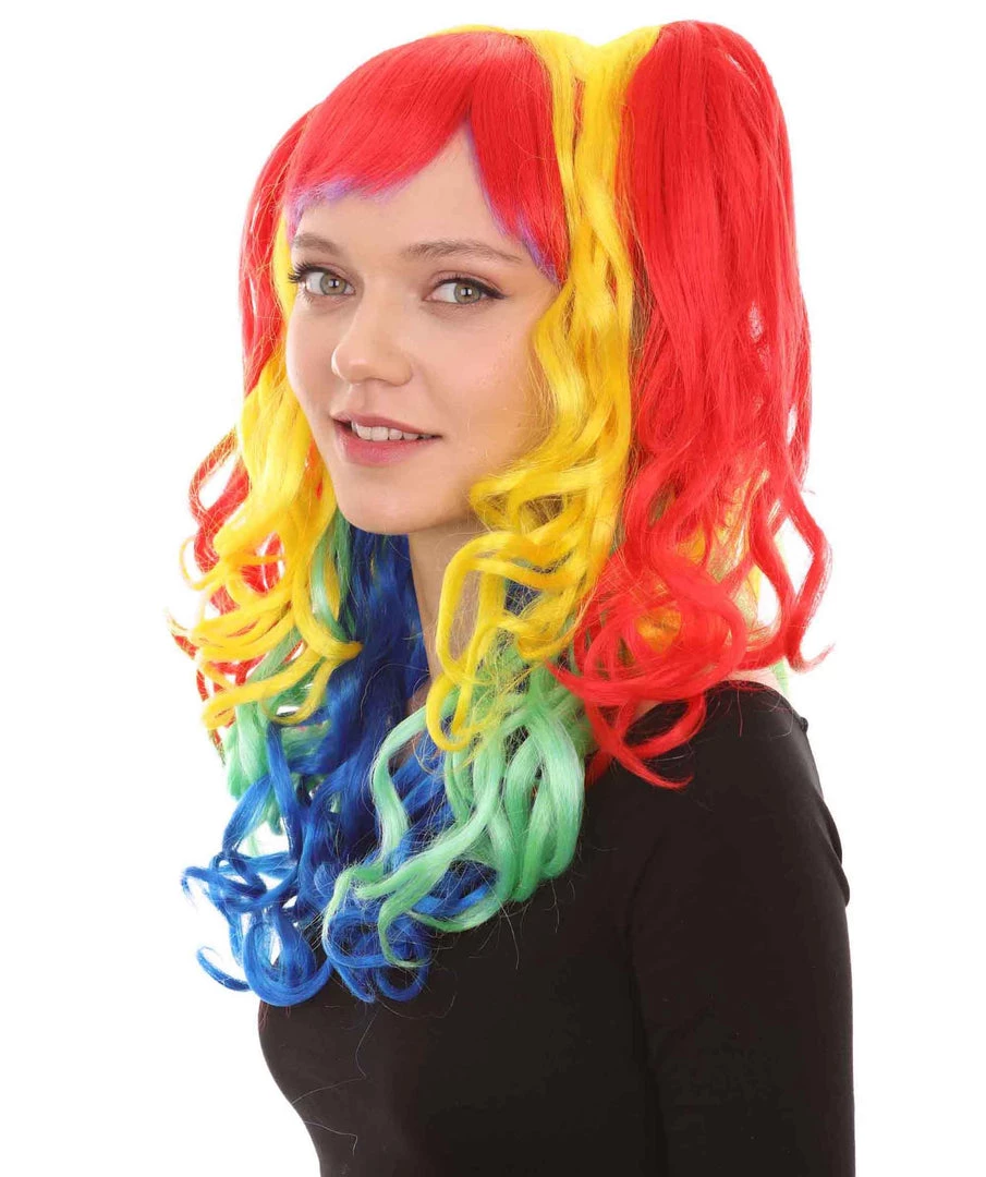HPO Women Long Wavy Cosplay Rainbow Wig | Premium Breathable Capless Cap Women's 2 HPO Women Long Wavy Cosplay Rainbow Wig | Premium Breathable Capless Cap Women's