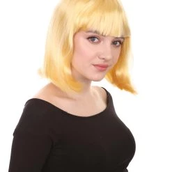 HPO Womens Actress Wig | Blonde Medium Bob Wig | Premium Breathable Capless Cap Men's 14 HPO Womens Actress Wig | Blonde Medium Bob Wig | Premium Breathable Capless Cap Men's