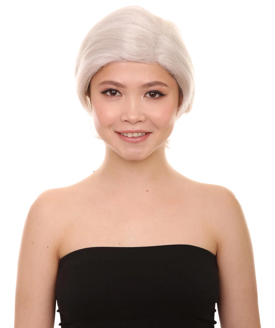 HPO Old Lady Grey Womens Wig | White Grandma Cosplay Halloween Wig | Premium Breathable Capless Cap 1 HPO Old Lady Grey Womens Wig | White Grandma Cosplay Halloween Wig | Premium Breathable Capless Cap