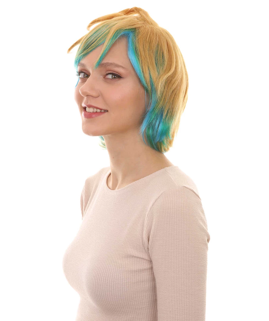 HPO Gaming Womens Wig | Yellow And Blue Anime Cosplay Wigs | Premium Breathable Capless Cap 2 HPO Gaming Womens Wig | Yellow And Blue Anime Cosplay Wigs | Premium Breathable Capless Cap
