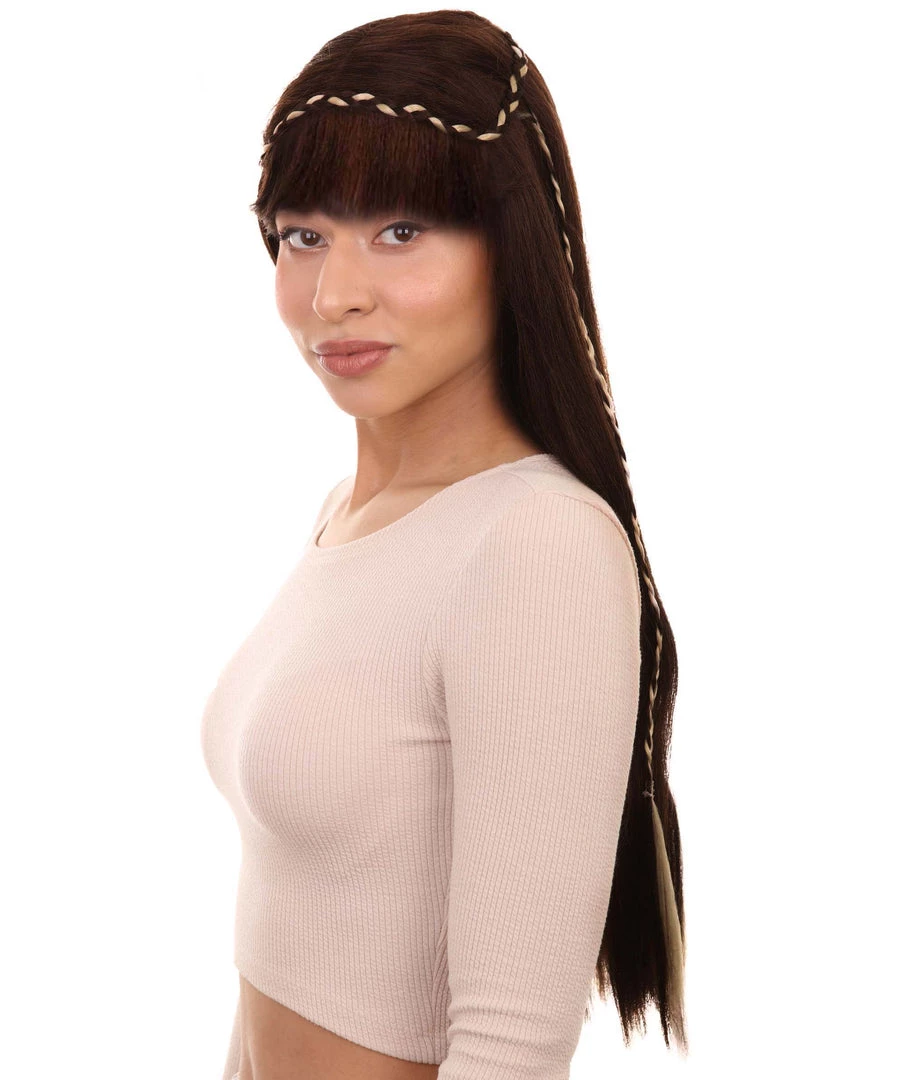 HPO Womens Renaissance Lady Medieval Princess Highlights Wig | Brown Historical Wigs | Premium Breathable Capless Cap 2 HPO Womens Renaissance Lady Medieval Princess Highlights Wig | Brown Historical Wigs | Premium Breathable Capless Cap