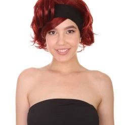 HPO 60's Womens Go-Go Wig With Headband | Auburn Vintage Wig | Premium Breathable Capless Cap