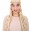 HPO Womens 18th Century Colonial Lady Long Blonde Historical Wig | Premium Breathable Capless Cap Women's