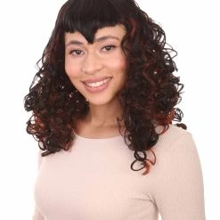 HPO Womens Passion Wig | Long Curly Black Party Ready Fancy Cosplay Halloween Wig | Premium Breathable Capless Cap Women's