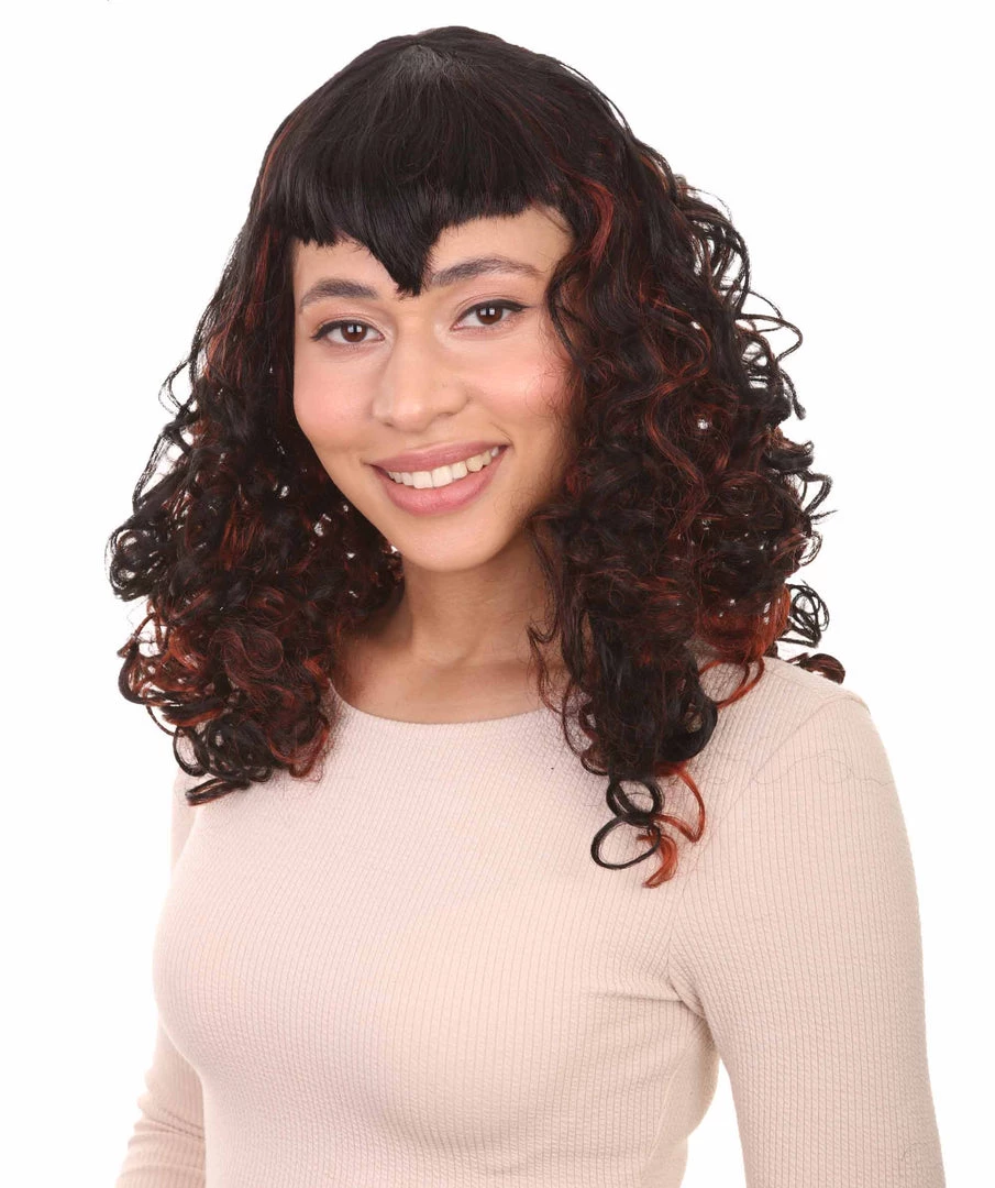 HPO Womens Passion Wig | Long Curly Black Party Ready Fancy Cosplay Halloween Wig | Premium Breathable Capless Cap Women's 2 HPO Womens Passion Wig | Long Curly Black Party Ready Fancy Cosplay Halloween Wig | Premium Breathable Capless Cap Women's