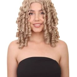 HPO Womens Colonial Lady Blonde Wig | Historical Character Cosplay Halloween Wig | Premium Breathable Capless Cap