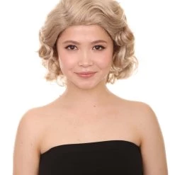 HPO Women's Women Short Wavy Blonde Wig | Premium Breathable Capless Cap