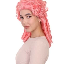 HPO Women Colonial Historical Wigs | Pink Cosplay Halloween Wigs | Premium Breahable Capless Cap