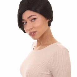 HPO Women's Short Black Natural Style Wig | Party Ready Fancy Cosplay Halloween Wig | Premium Breathable Capless Cap