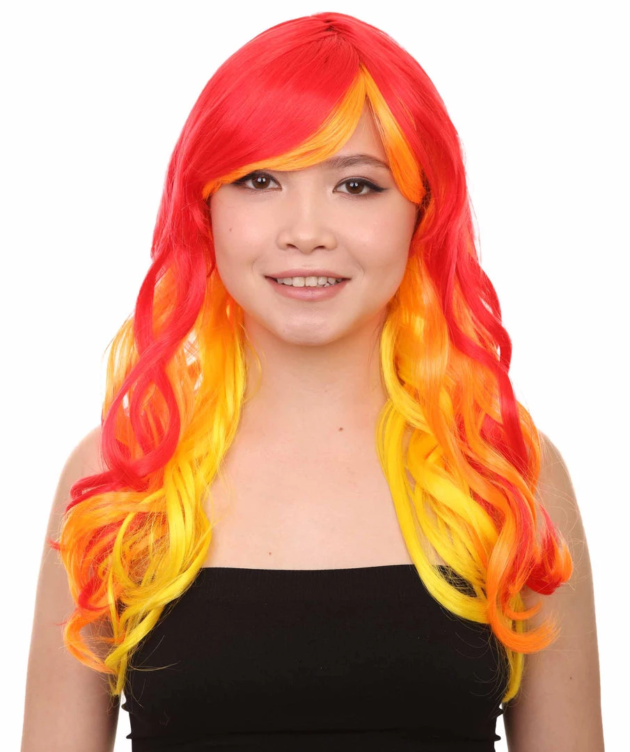 HPO Flame Womens Wig | Fancy Stage Appropriate Fire Orange Event Wig | Premium Breathable Capless Cap Men's 1 HPO Flame Womens Wig | Fancy Stage Appropriate Fire Orange Event Wig | Premium Breathable Capless Cap Men's