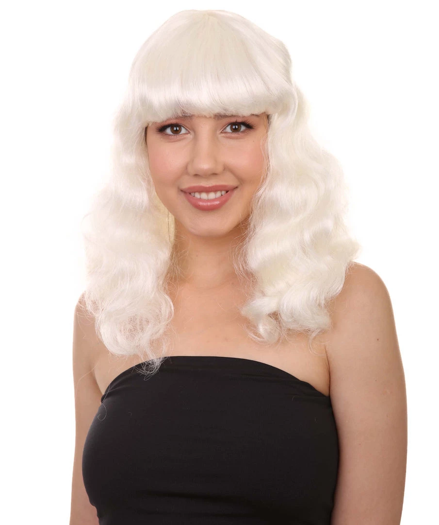 HPO Celebrity Womens Wig | Pop Singer Celebrity White Fancy Party Event Ready Halloween Wig | Premium Breathable Capless Cap Men's 1 HPO Celebrity Womens Wig | Pop Singer Celebrity White Fancy Party Event Ready Halloween Wig | Premium Breathable Capless Cap Men's