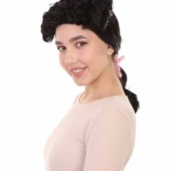 HPO Womens French Colonial Historical Wig | Black Cosplay Wigs | Premium Breathable Capless Cap