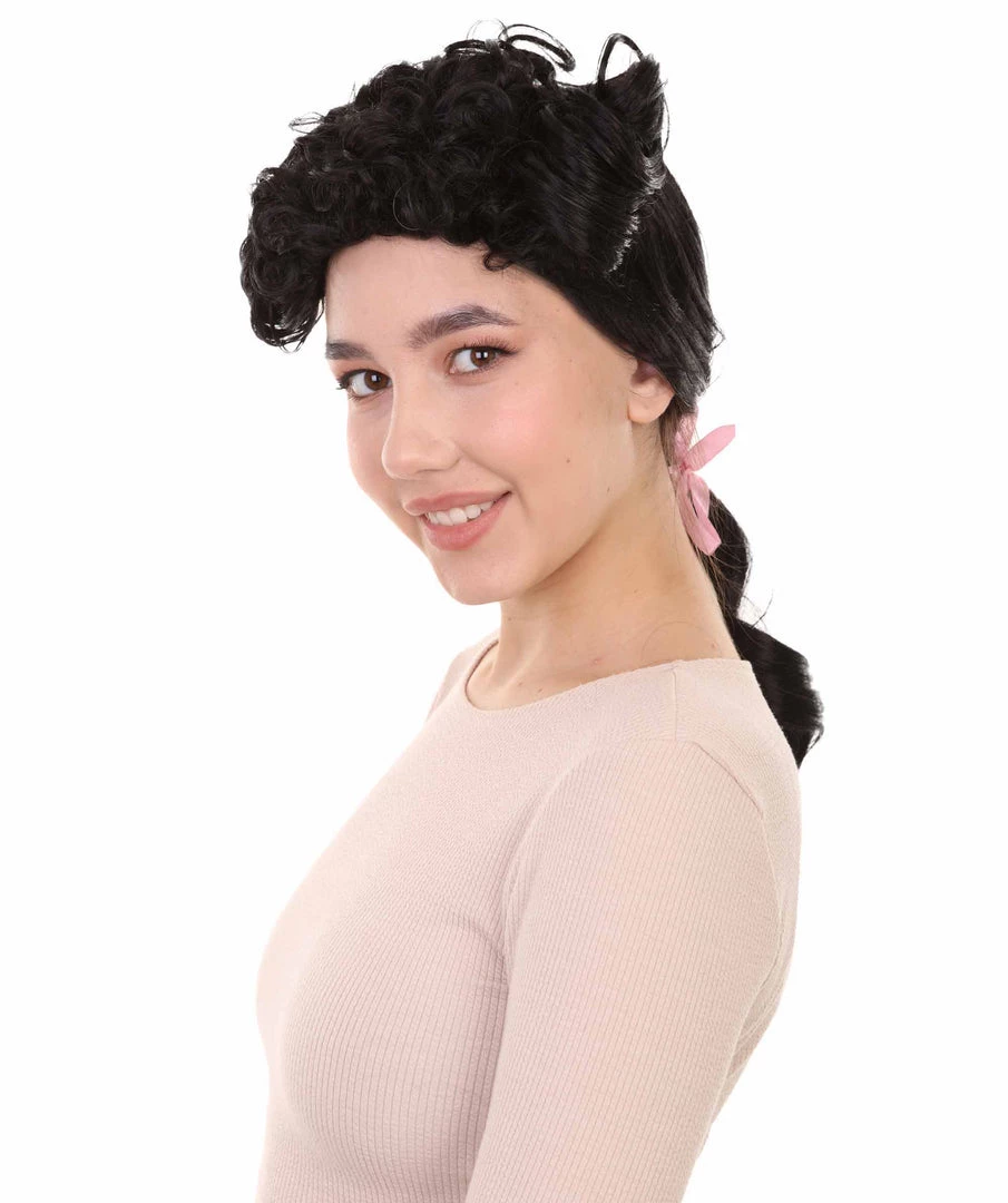 HPO Womens French Colonial Historical Wig | Black Cosplay Wigs | Premium Breathable Capless Cap 2 HPO Womens French Colonial Historical Wig | Black Cosplay Wigs | Premium Breathable Capless Cap