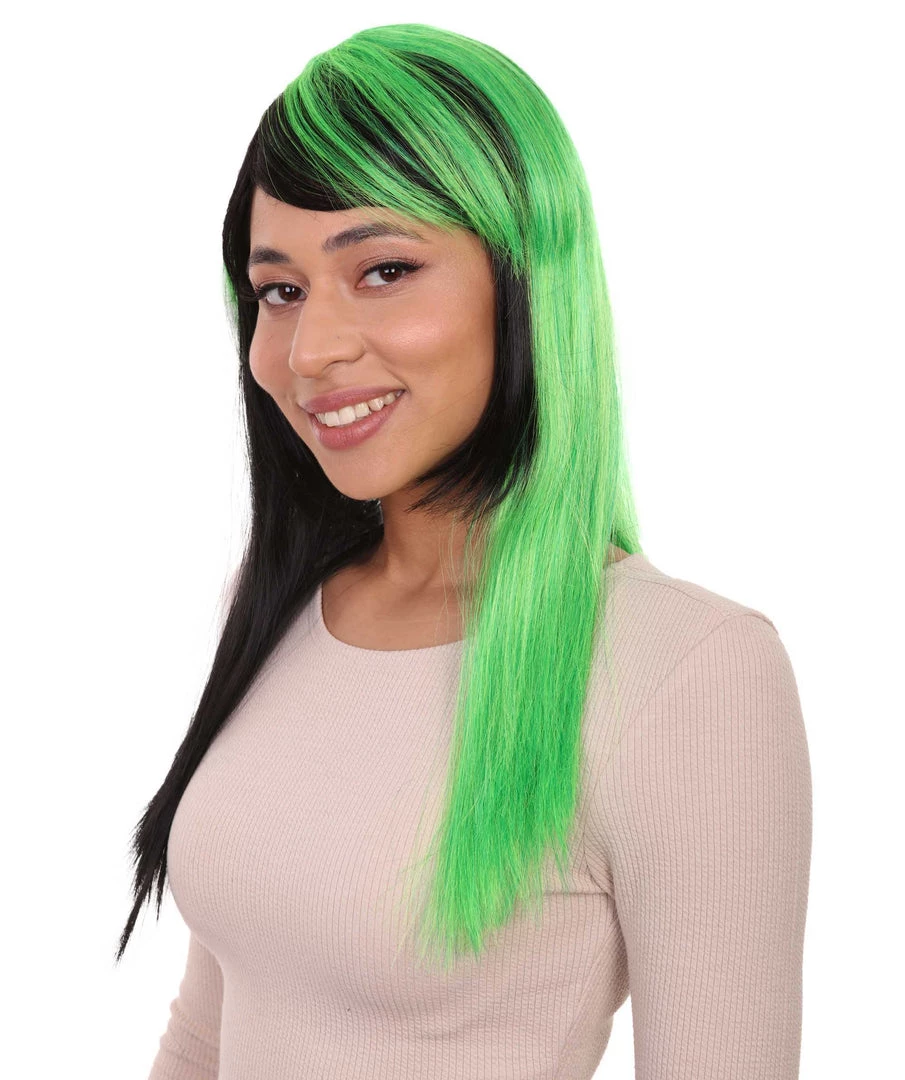 HPO Hard Rockin Witch Black Green Womens Wig | Gothic Fancy Halloween Wig | Premium Breathable Capless Cap Women's 2 HPO Hard Rockin Witch Black Green Womens Wig | Gothic Fancy Halloween Wig | Premium Breathable Capless Cap Women's