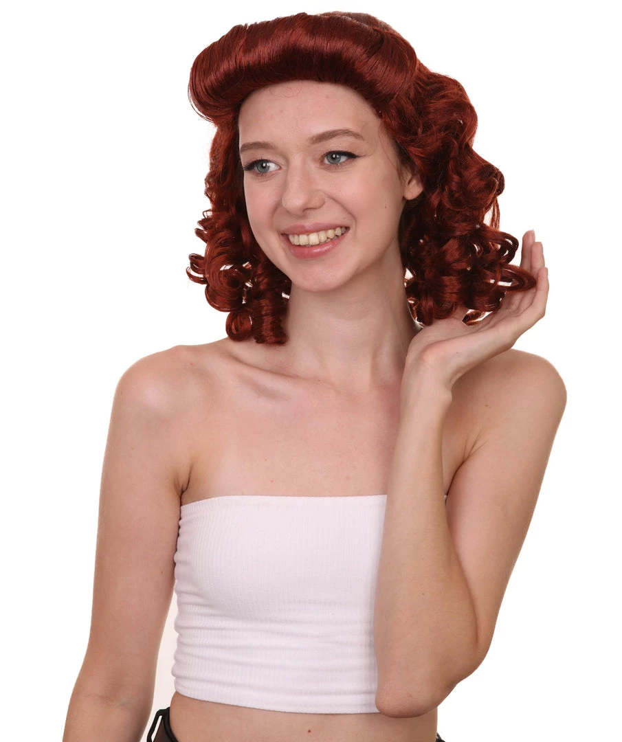 HPO Women's Womens 40's Pin Up Girl | Brown Vintage Wig | Premium Breathable Capless Cap 2 HPO Women's Womens 40's Pin Up Girl | Brown Vintage Wig | Premium Breathable Capless Cap
