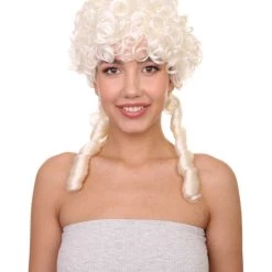 HPO Women's Women Colonial Historical Curly Wig | Blonde Cosplay Wigs | Premium Breathable Capless Cap