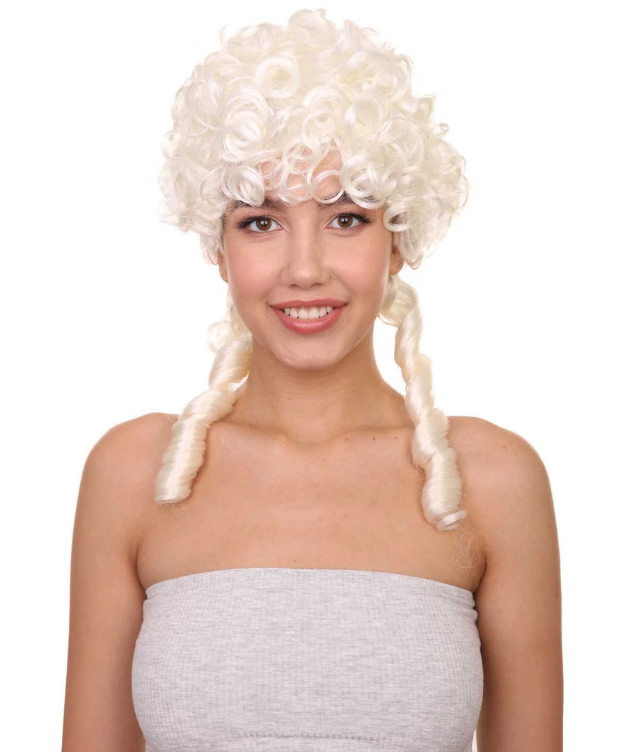 HPO Women's Women Colonial Historical Curly Wig | Blonde Cosplay Wigs | Premium Breathable Capless Cap 1 HPO Women's Women Colonial Historical Curly Wig | Blonde Cosplay Wigs | Premium Breathable Capless Cap