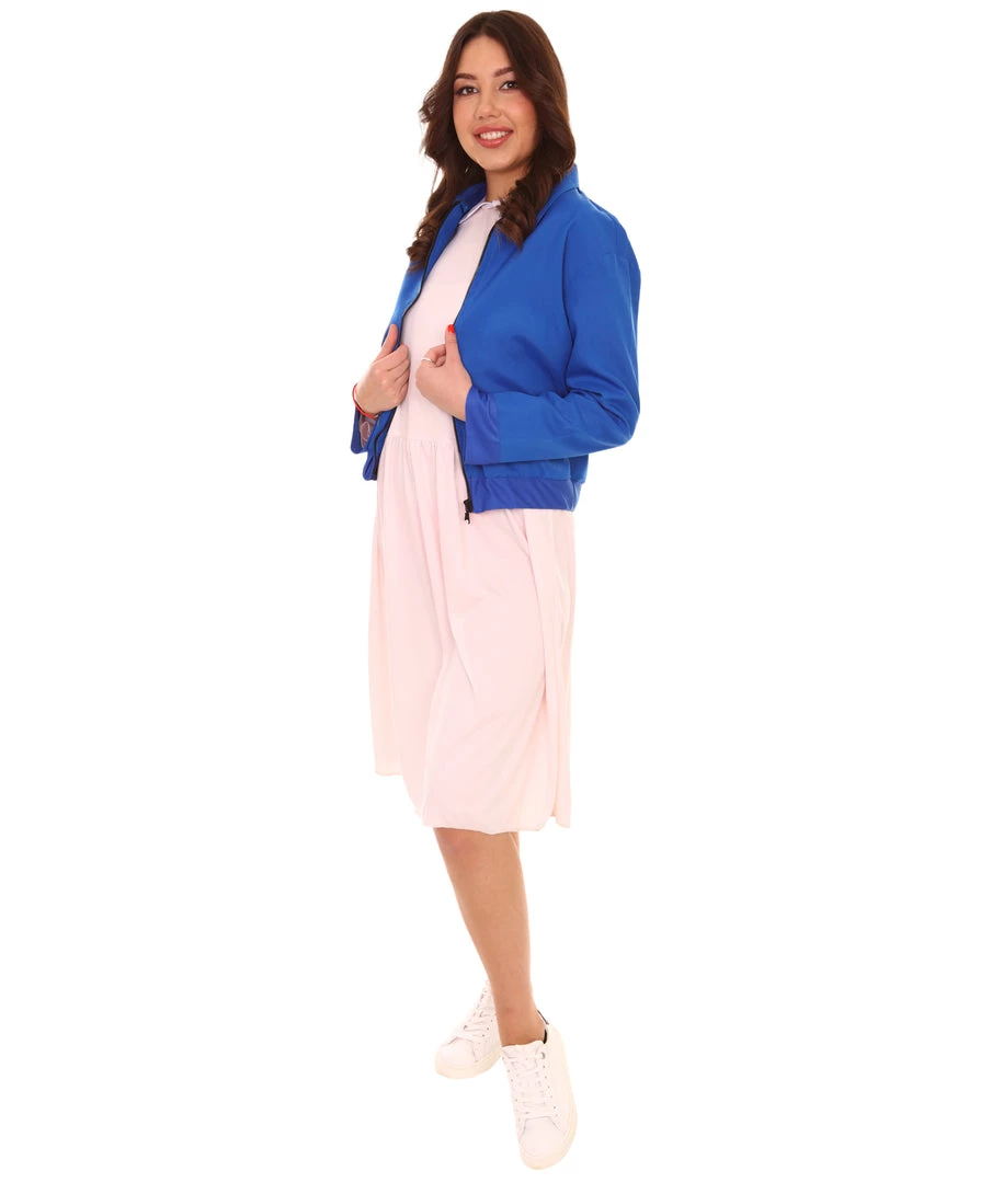 HPO Adult Women's Stranger Jacket And Dress TV/Movie Costume | Blue & Pink Halloween Costume 1 HPO Adult Women's Stranger Jacket And Dress TV/Movie Costume | Blue & Pink Halloween Costume