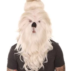 HPO Serpant Monk | Men's White Brown Straight Serpant Monk Cosplay Wig | Premium Breathable Capless Cap