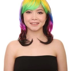 HPO Sweet Candy Womens Wig | Multicolor Sexy Cosplay Party Halloween Wig | Premium Breathable Capless Cap Women's