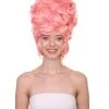 HPO Women's Womens 18th Century Colonial Lady Wig | Pink Historical Wig | Premium Breathable Capless Cap