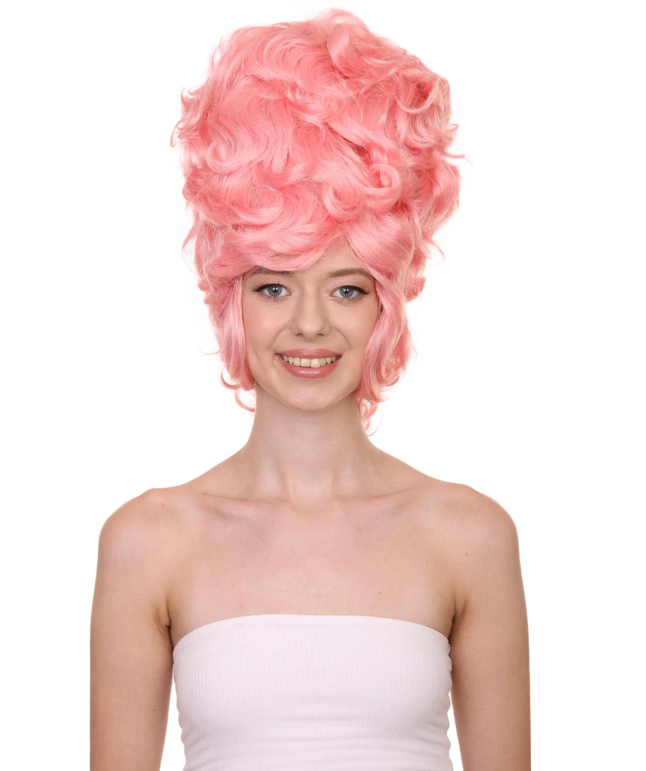 HPO Women's Womens 18th Century Colonial Lady Wig | Pink Historical Wig | Premium Breathable Capless Cap 1 HPO Women's Womens 18th Century Colonial Lady Wig | Pink Historical Wig | Premium Breathable Capless Cap