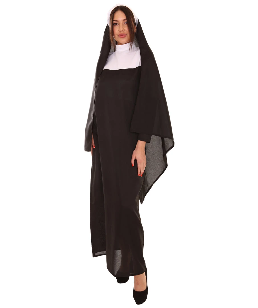 HPO Adult Women's Traditional Nun Religious Costume | Black Cosplay Costume 1 HPO Adult Women's Traditional Nun Religious Costume | Black Cosplay Costume