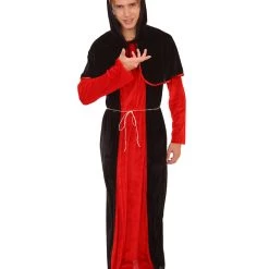 HPO Adult Men's Scary Costume | Devil Red And Black Robe Halloween Costume